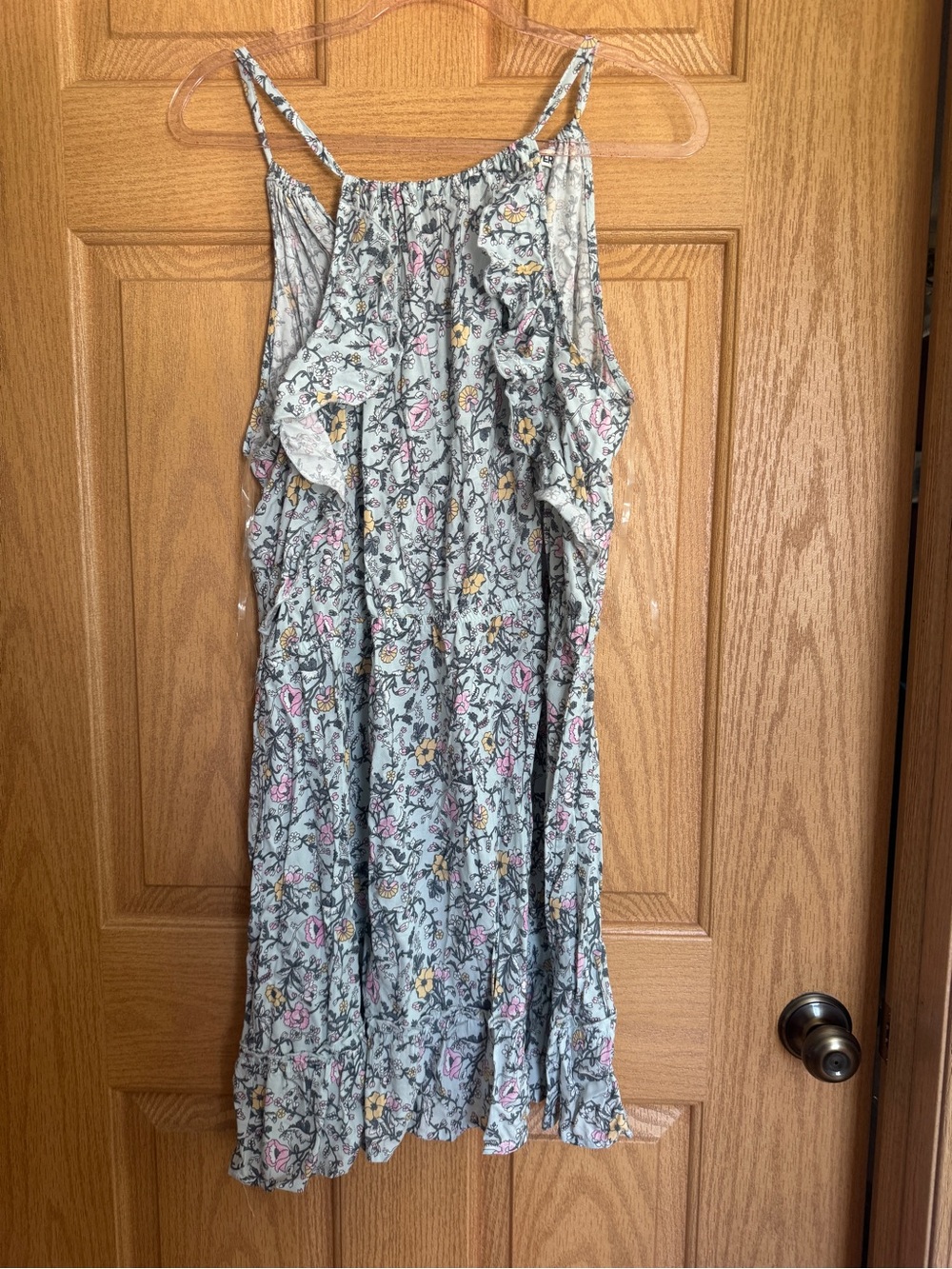 Wallflower Girls Floral Ruffle Sundress in Light Gray with Pink & Yellow Flowers